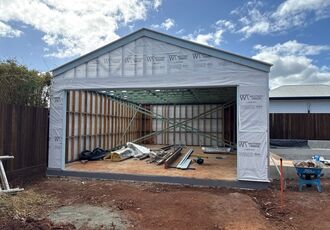 Detached garage framing before the door install