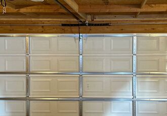 Inside view of the repaired door and opener rail